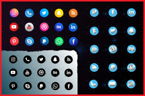 Download Social Media Set of 15 Icons - Set Collection
