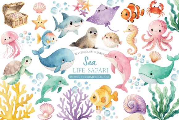 Download Ocean Animal Graphics Set - Set Collection