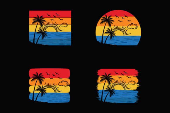 Download Summer Retro Sunset Beach T-shirt Temple - Set Collection