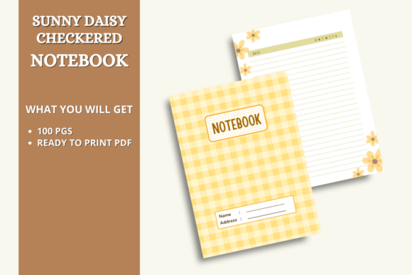 Download Sunny Daisy Checkered Notebook - Premium Resources