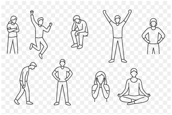 Download Line Art Set of Emotional Expressions - Set Collection