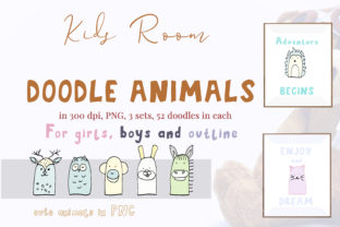 Download 52 Doodle Animals Graphics Set - Set Collection