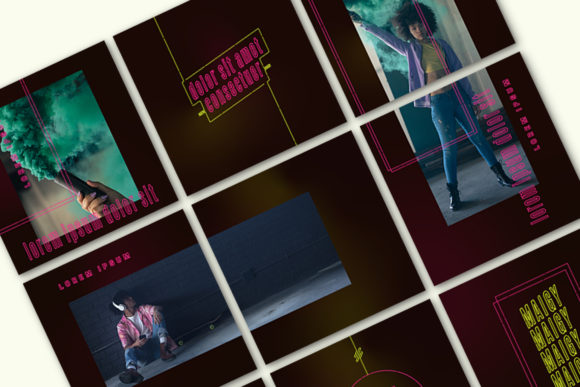 Download Neon Art Social Media Post Set - Set Collection