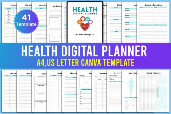 Download Editable Health Digital Planner Canva - Health Collection