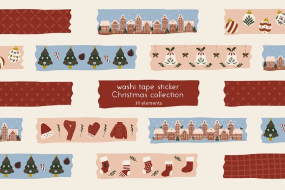 Download Digital Christmas Washi Tape Clipart Set - Set Collection