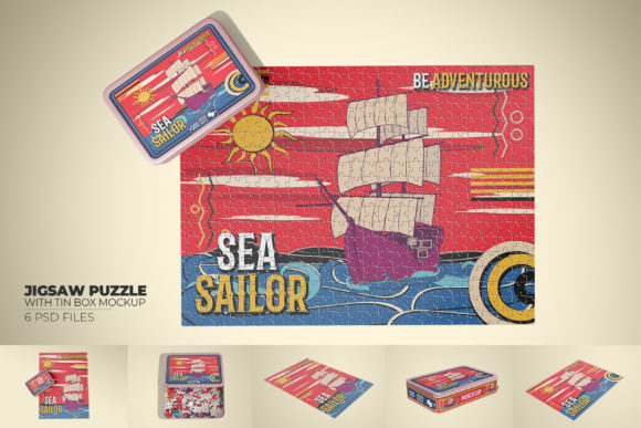 Download Puzzle Board with Tin Box Mockup Set. - Set Collection