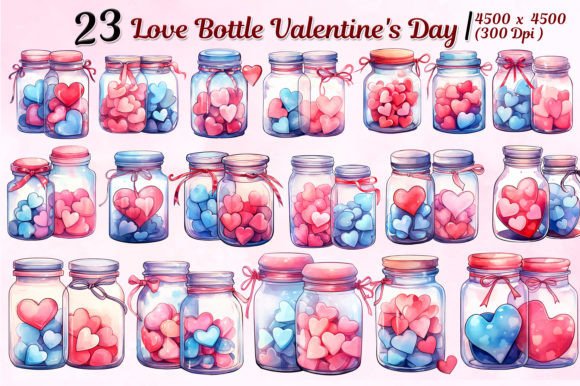 Download Love Bottle Valentine's Day Graphics Set - Set Collection